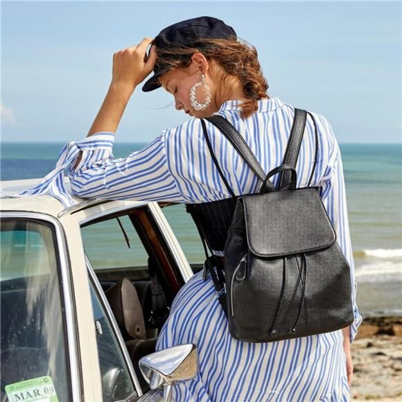 Leather Backpack Purse for Women: Casual Genuine Leather Handbags for Travel - Picture 2 of 7